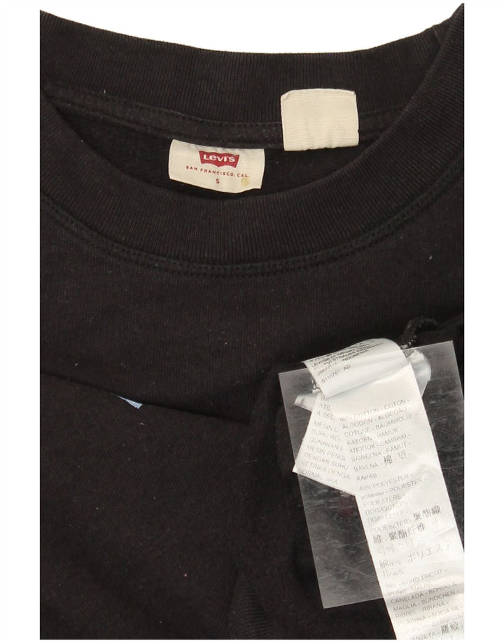 LEVI'S Sudadera con gráfico extragrande para mujer UK 10 Small Black Cotton