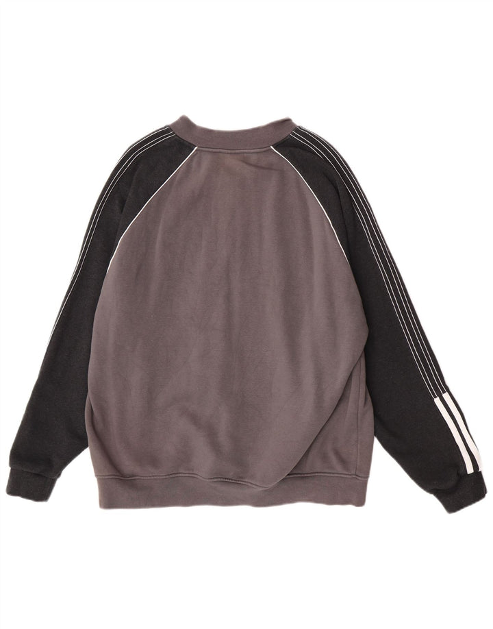 Adidas Hombre Chándal Top Chaqueta Grande Gris Colorblock Algodón
