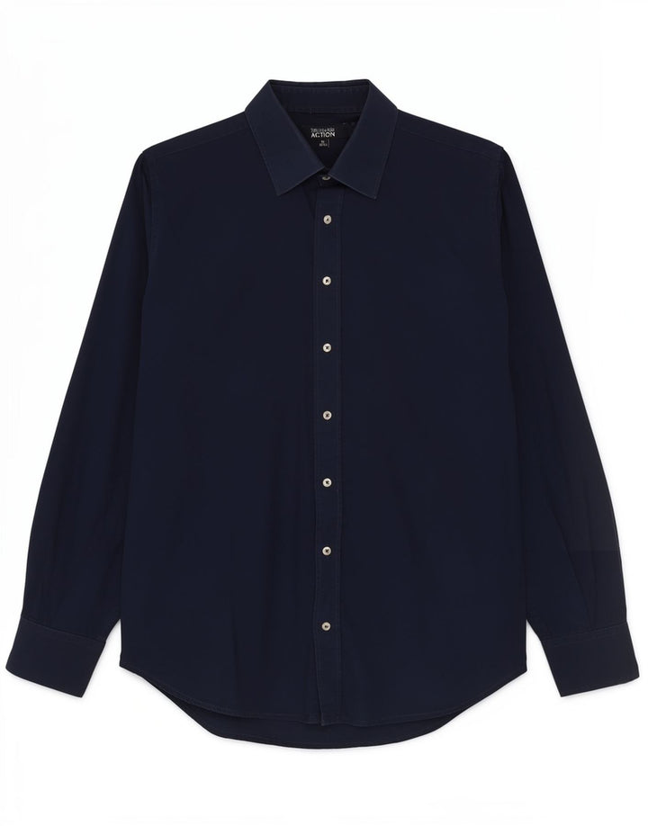 Camisa Trussardi Hombre Talla 39/40 Mediana Azul Marino Algodón
