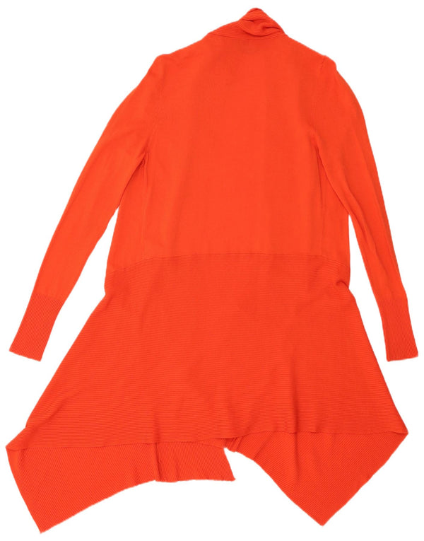 Zara Mujer Longline Asimétrico Cardigan Suéter UK 10 Small Naranja Viscosa