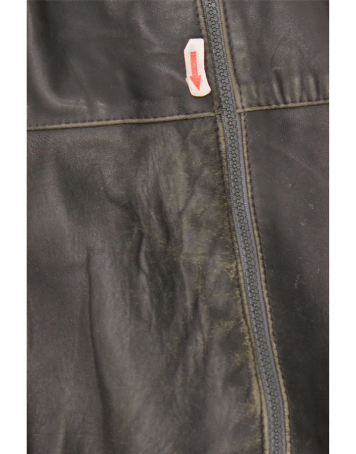 Vintage hombres chaqueta de cuero Reino Unido 40 gris grande