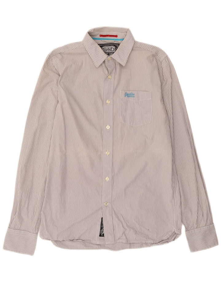 Camisa Superdry Para Hombre De Algodón A Rayas Gris Grande