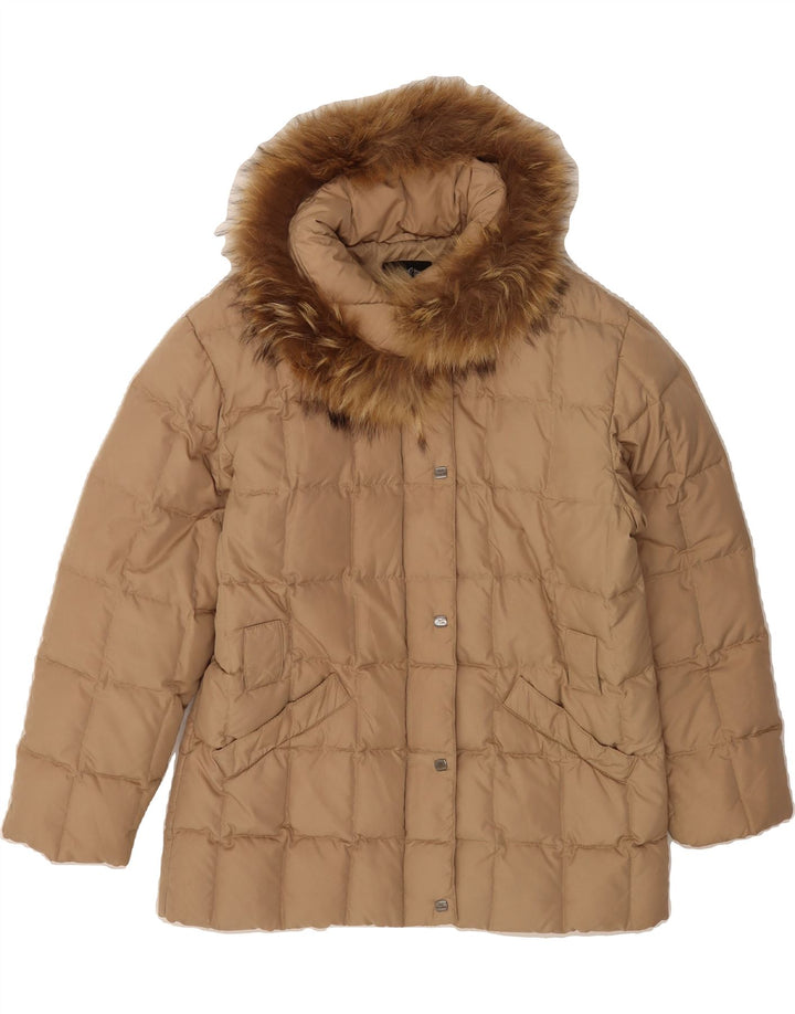 BEST COMPANY Womens Hooded Padded Jacket UK 14 Medium Beige Polyester Vintage Best Company and Second-Hand Best Company from Messina Hembry 