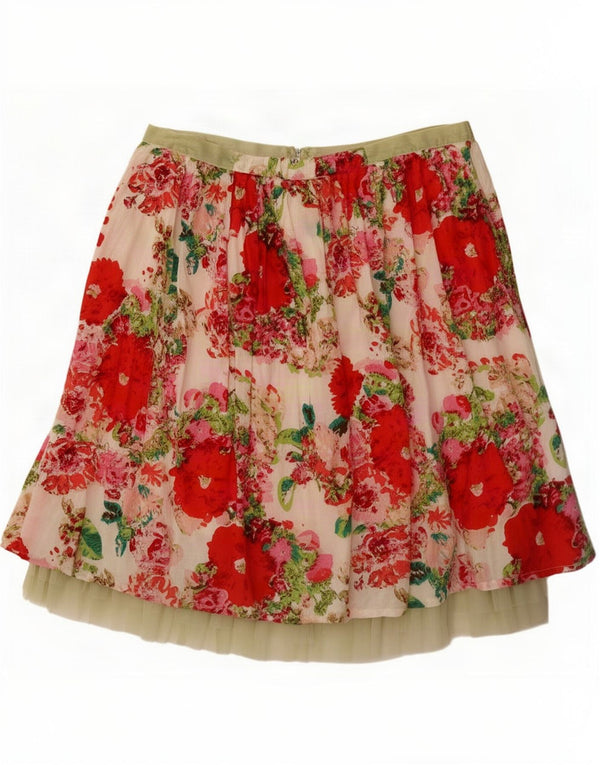Vintage mujer A-Line falda mediana W30 beige floral algodón