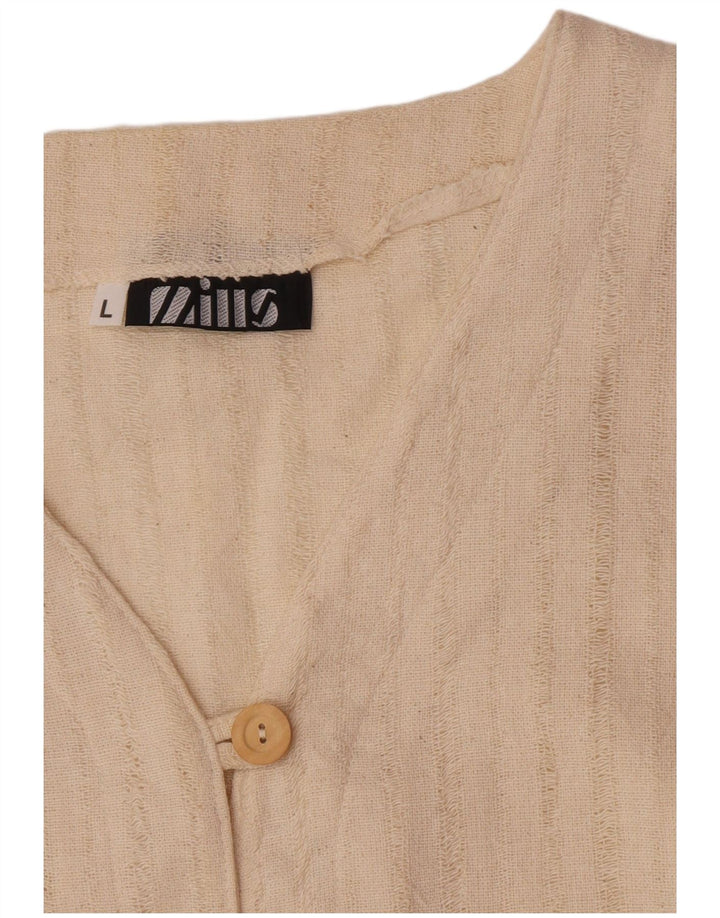 Chaleco Mills para mujer Reino Unido 40 Grande Algodón a rayas blanco roto