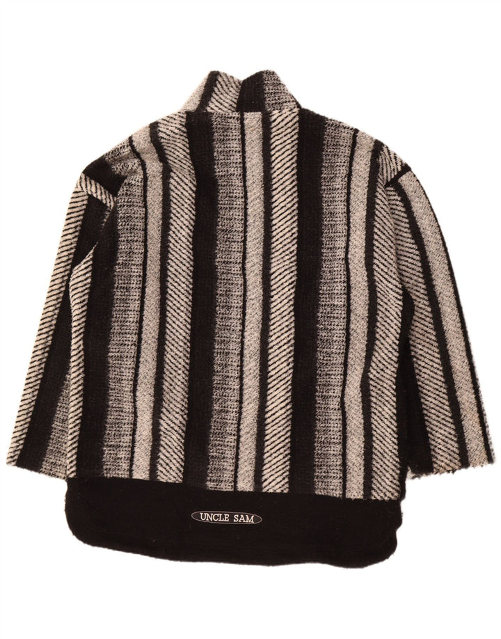 Uncle Sam Suéter tipo jersey con cuello y cremallera para hombre XL Poliéster a rayas negras