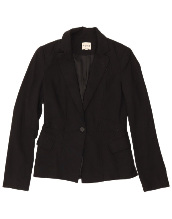 REISS Chaqueta tipo blazer de 1 botón para mujer UK 8 Small Lana negra