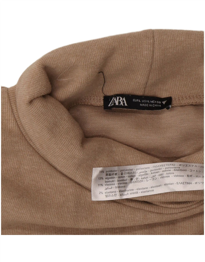 Zara - Jersey con cuello vuelto para mujer, talla 46, poliéster beige grande