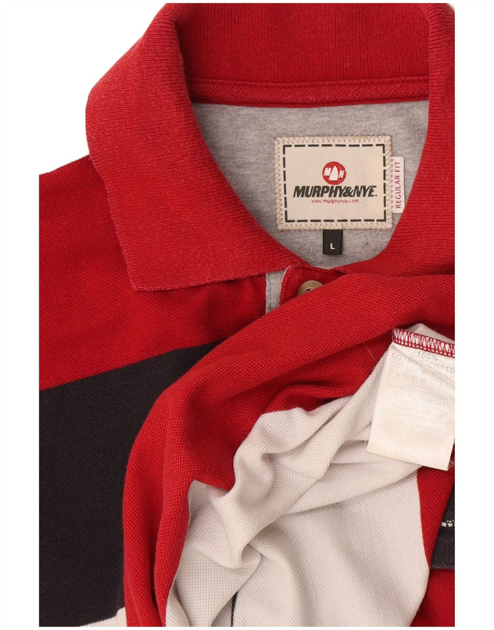 Murphy & Nye Polo de corte regular para hombre de algodón a rayas multicolor grande