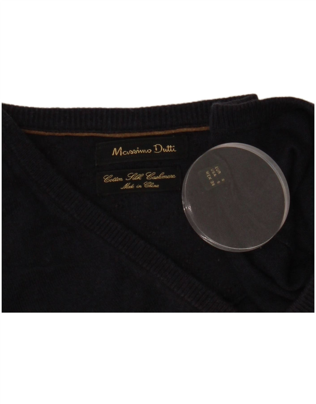 MASSIMO DUTTI Jersey extragrande con cuello en V para mujer UK 10 Small Azul marino