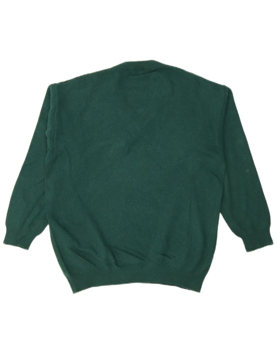 Burlington Jersey con cuello en V para hombre IT 52 Large Green Argyle/Diamond Wool