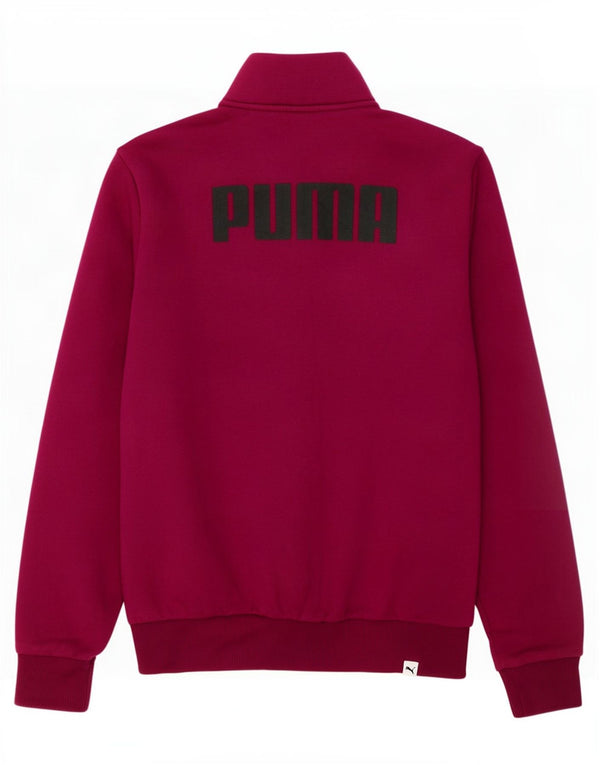 Puma Mujer Gráfico Chándal Top Chaqueta UK 12 Medio Borgoña Algodón