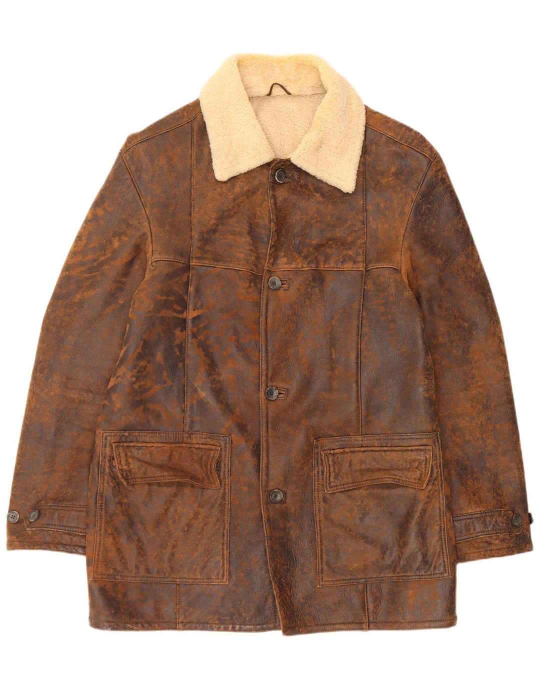 Marlboro Classics Chaqueta de piel de oveja para hombre UK 42 XL Piel de oveja marrón