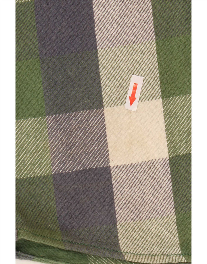 Camisa alta de franela de hombre de Fat Face de algodón a cuadros en verde medio