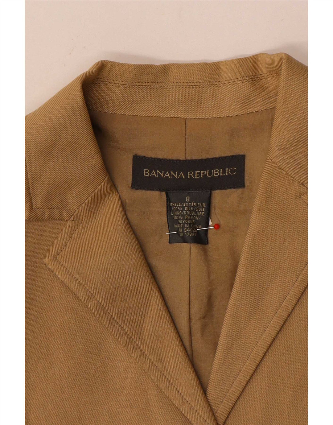 Banana Republic Chaqueta Blazer de 3 Botones para Mujer UK 8 Small Seda Beige