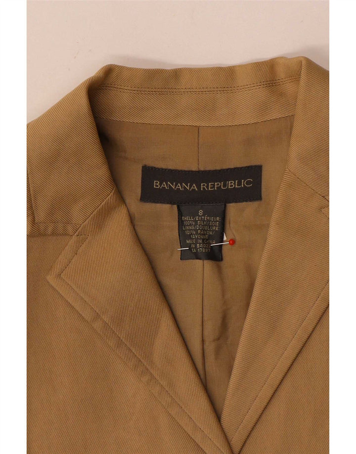 Banana Republic Chaqueta Blazer de 3 Botones para Mujer UK 8 Small Seda Beige