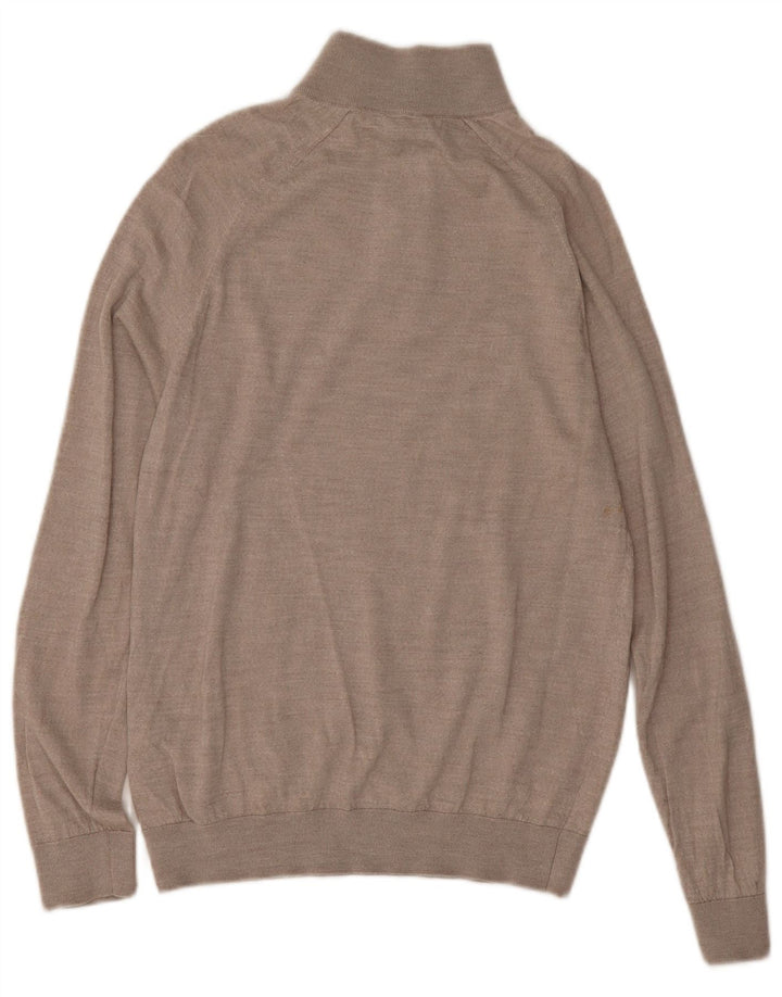 REISS Jersey con cuello y cremallera para hombre, talla grande, lana gris