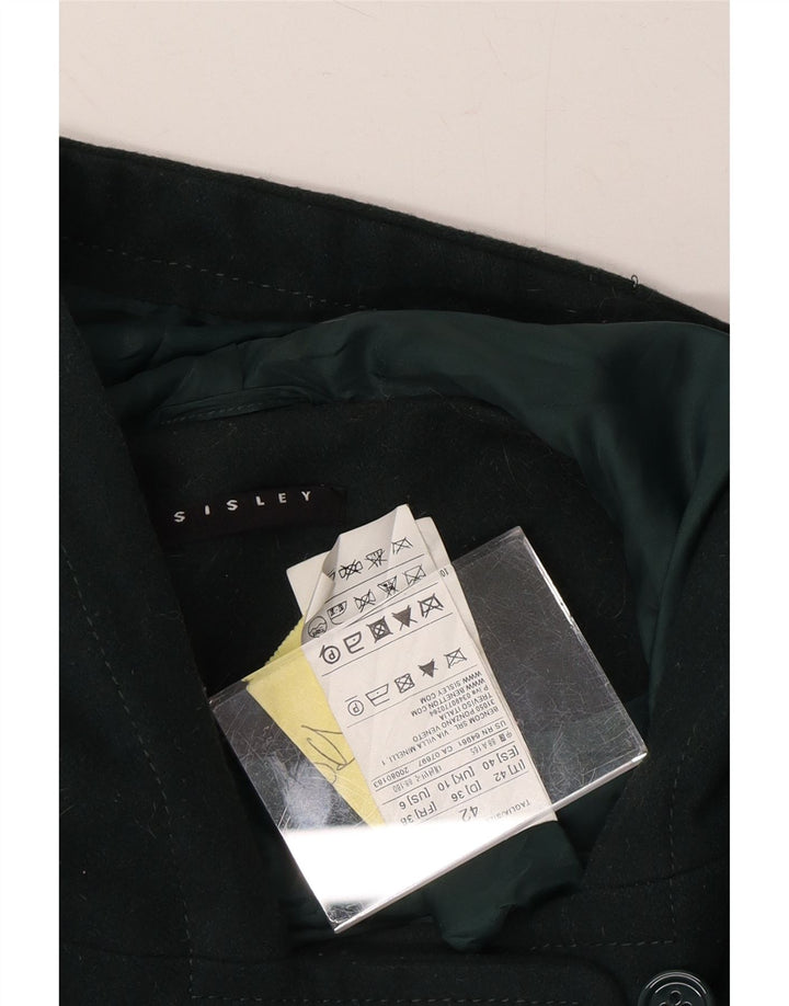 SISLEY Womens Hooded Overcoat UK 10 Small Green Wool Vintage Sisley and Second-Hand Sisley from Messina Hembry 