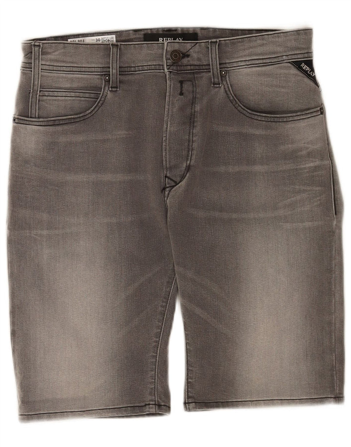 Replay Pantalones cortos vaqueros Larston para hombre W30 Algodón gris medio