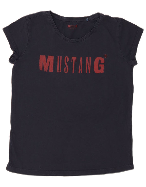 MUSTANG Camiseta gráfica para mujer Top UK 10 Small Azul marino Algodón