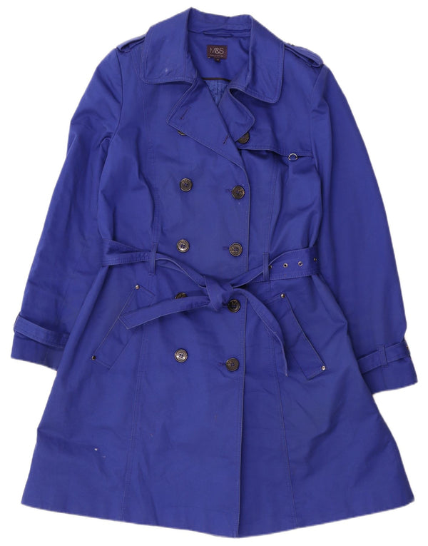Marks & Spencer Gabardina de doble botonadura para mujer UK 44 Algodón azul medio