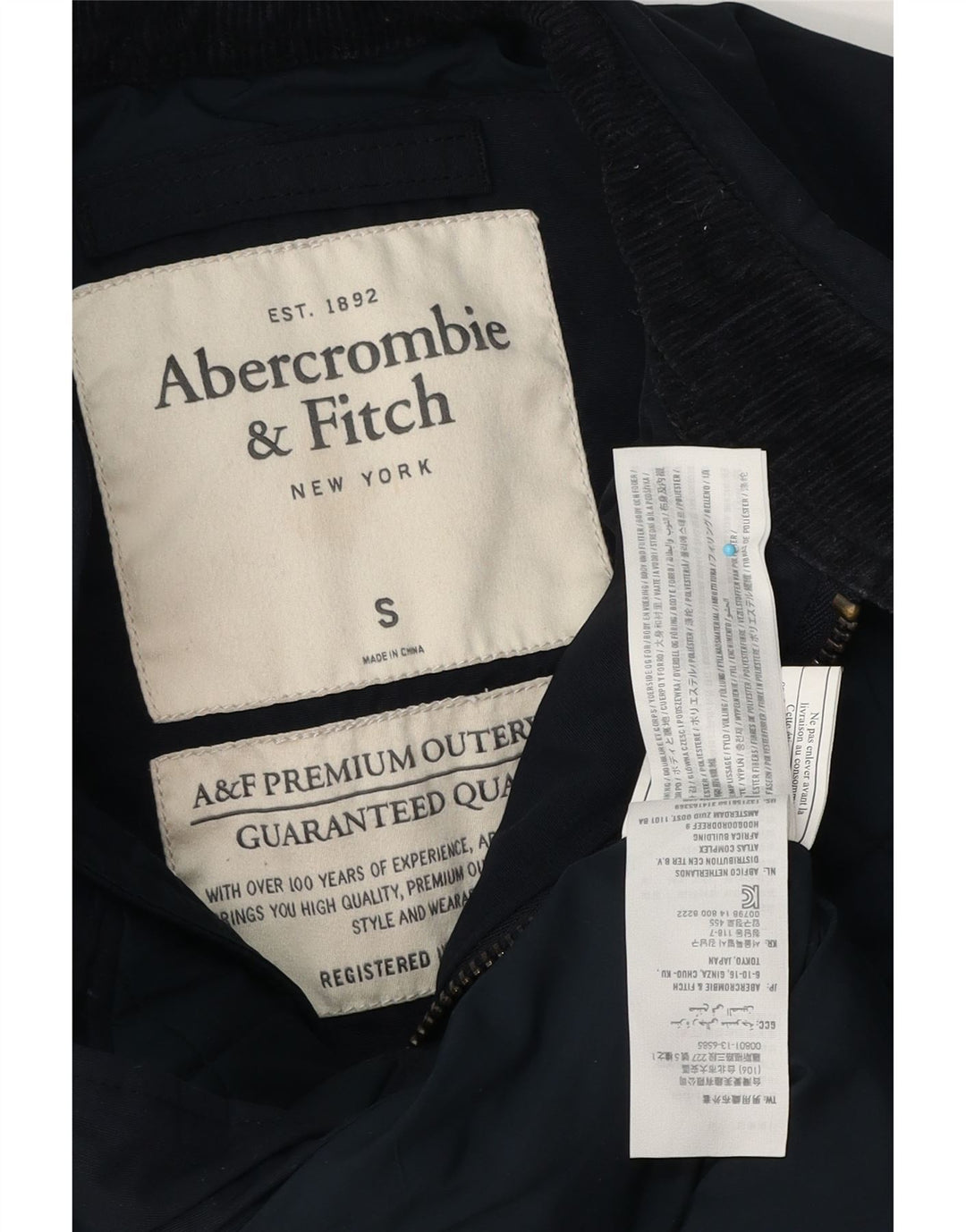 Abercrombie & Fitch Chaqueta acolchada para hombre UK 36 Small Azul marino Poliéster