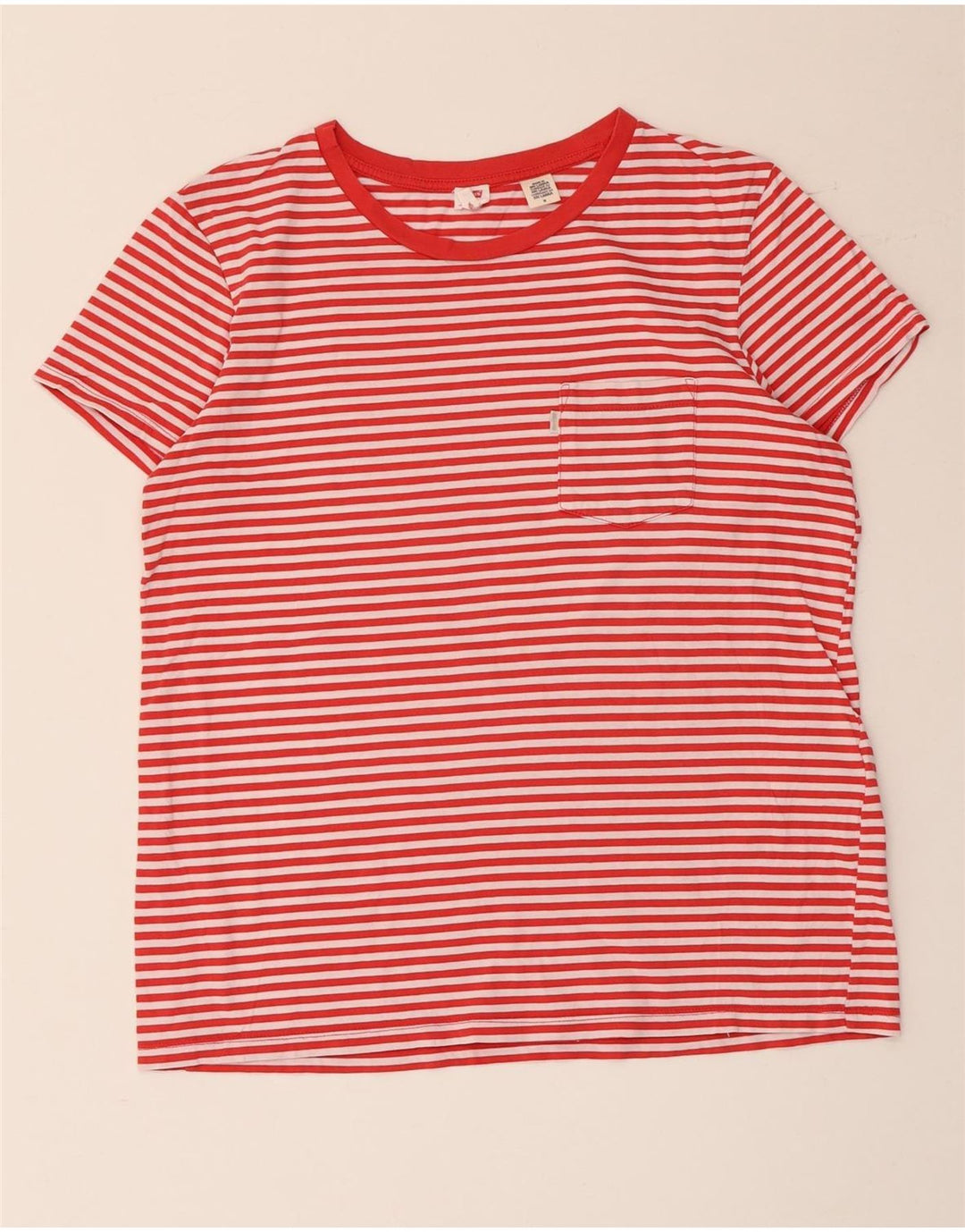 Levi's Camiseta para mujer Top UK 44 Algodón a rayas rojas medianas