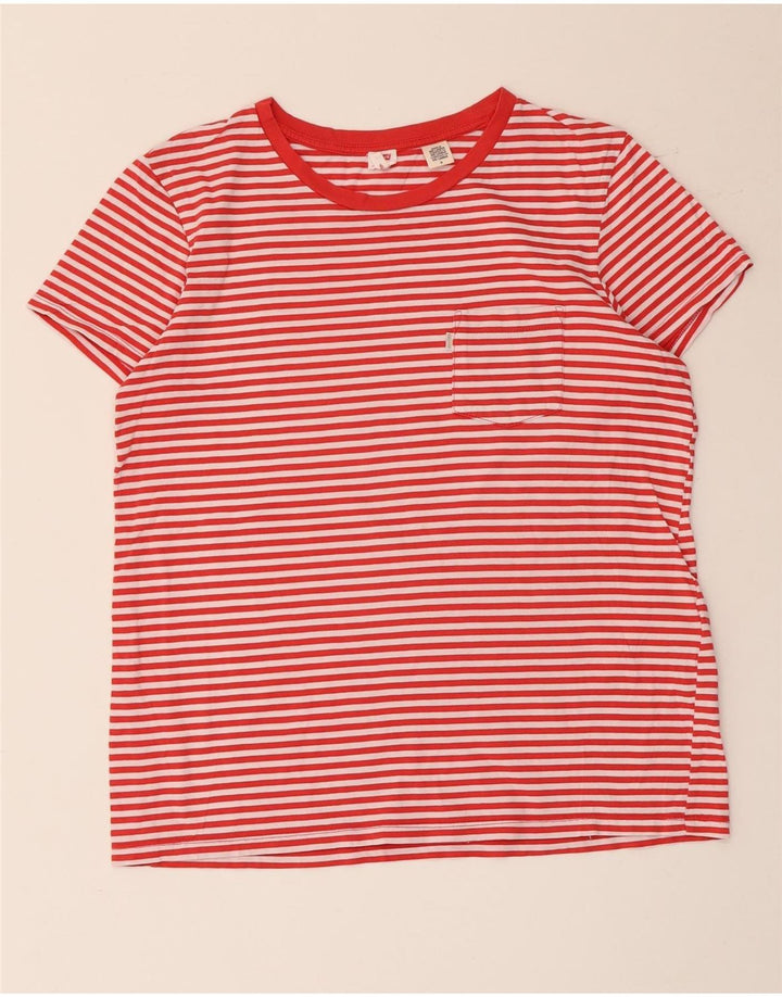 Levi's Camiseta para mujer Top UK 44 Algodón a rayas rojas medianas