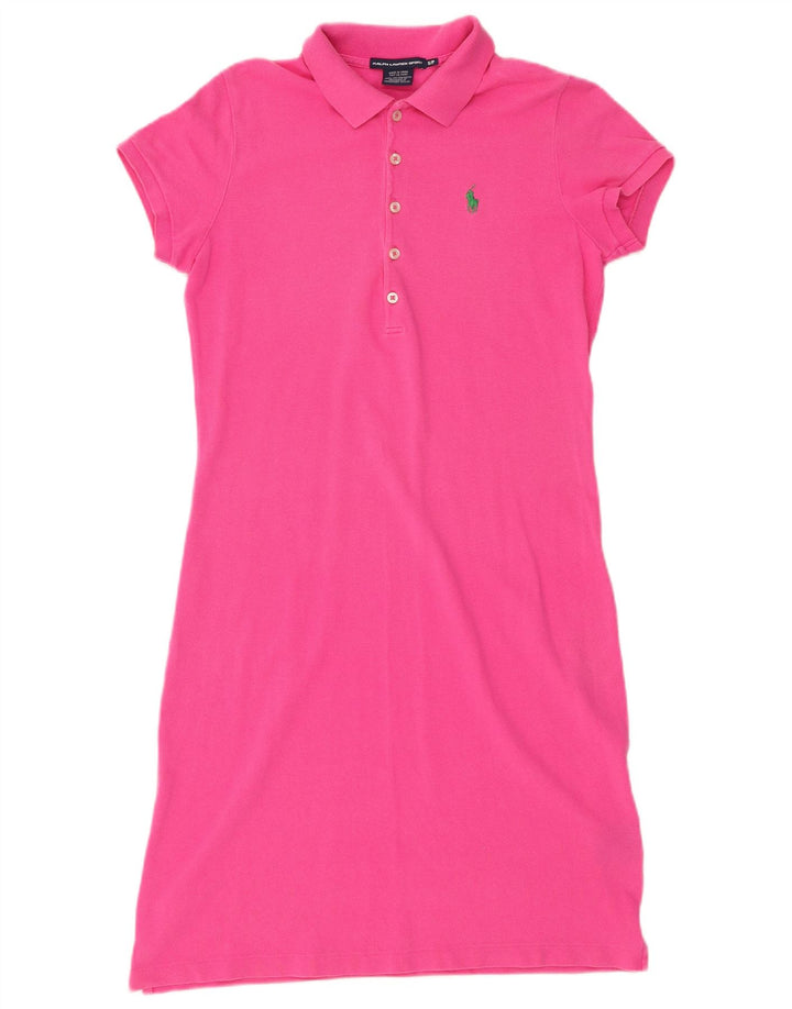 RALPH LAUREN Vestido polo para mujer Reino Unido 10 Pequeño algodón rosa