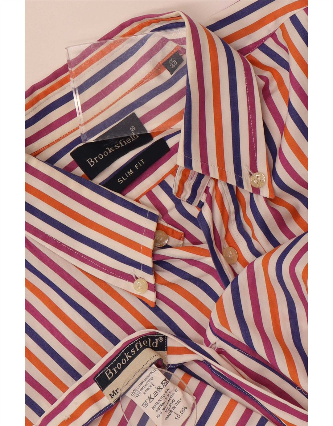 Camisa Brooksfield Slim Fit para hombre talla 40 mediana algodón a rayas multicolor