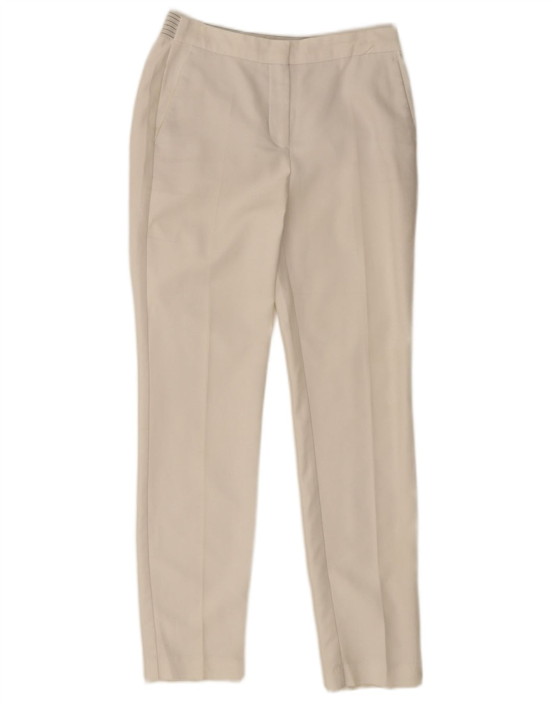 ZARA Mujer Pantalón Chino Slim Small W26 L28 Poliéster Blanco