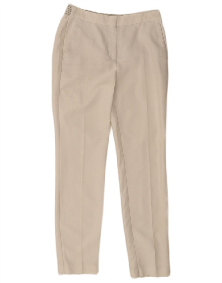 ZARA Mujer Pantalón Chino Slim Small W26 L28 Poliéster Blanco