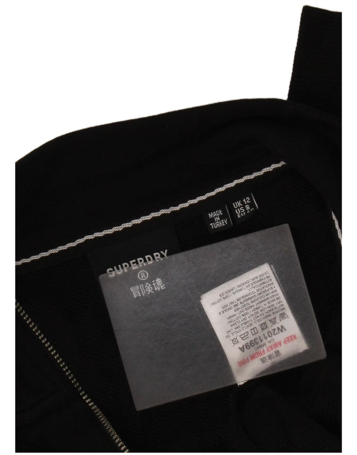Superdry Mujer Crop Graphic Zip Neck Sudadera Jumper UK 40 Medium Negro