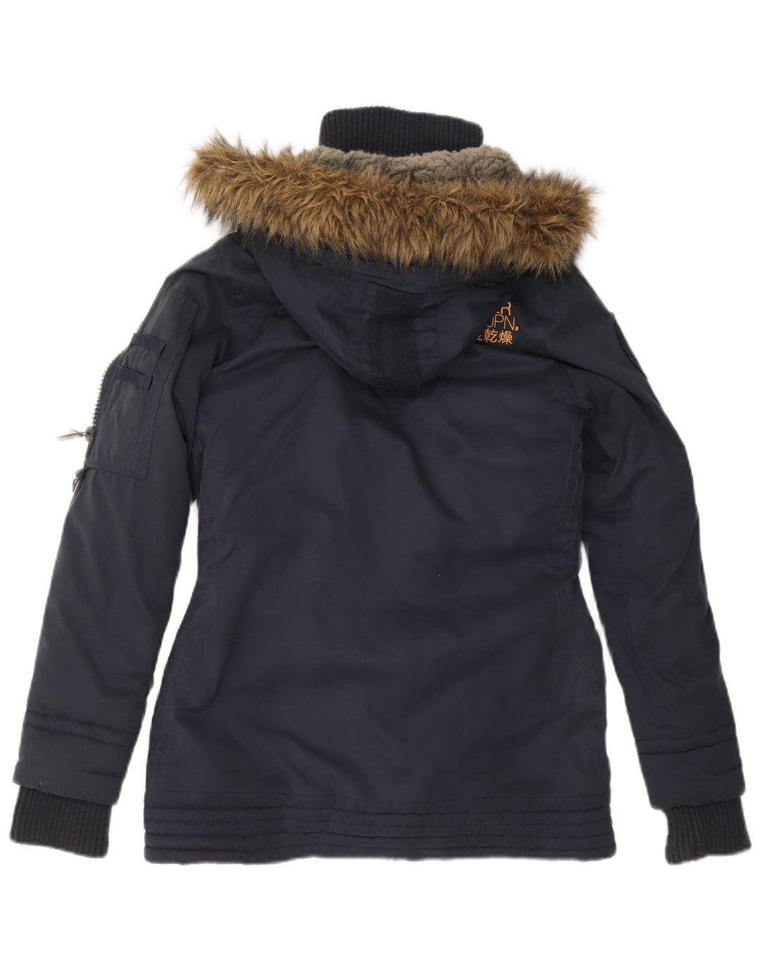 SUPERDRY Chaqueta cortavientos con capucha para mujer UK 40 Mediana Azul marino Poliéster