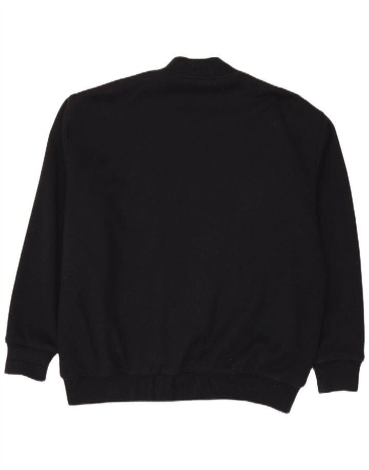 Vintage hombres punto bomber chaqueta IT 56 2XL negro colorblock lana