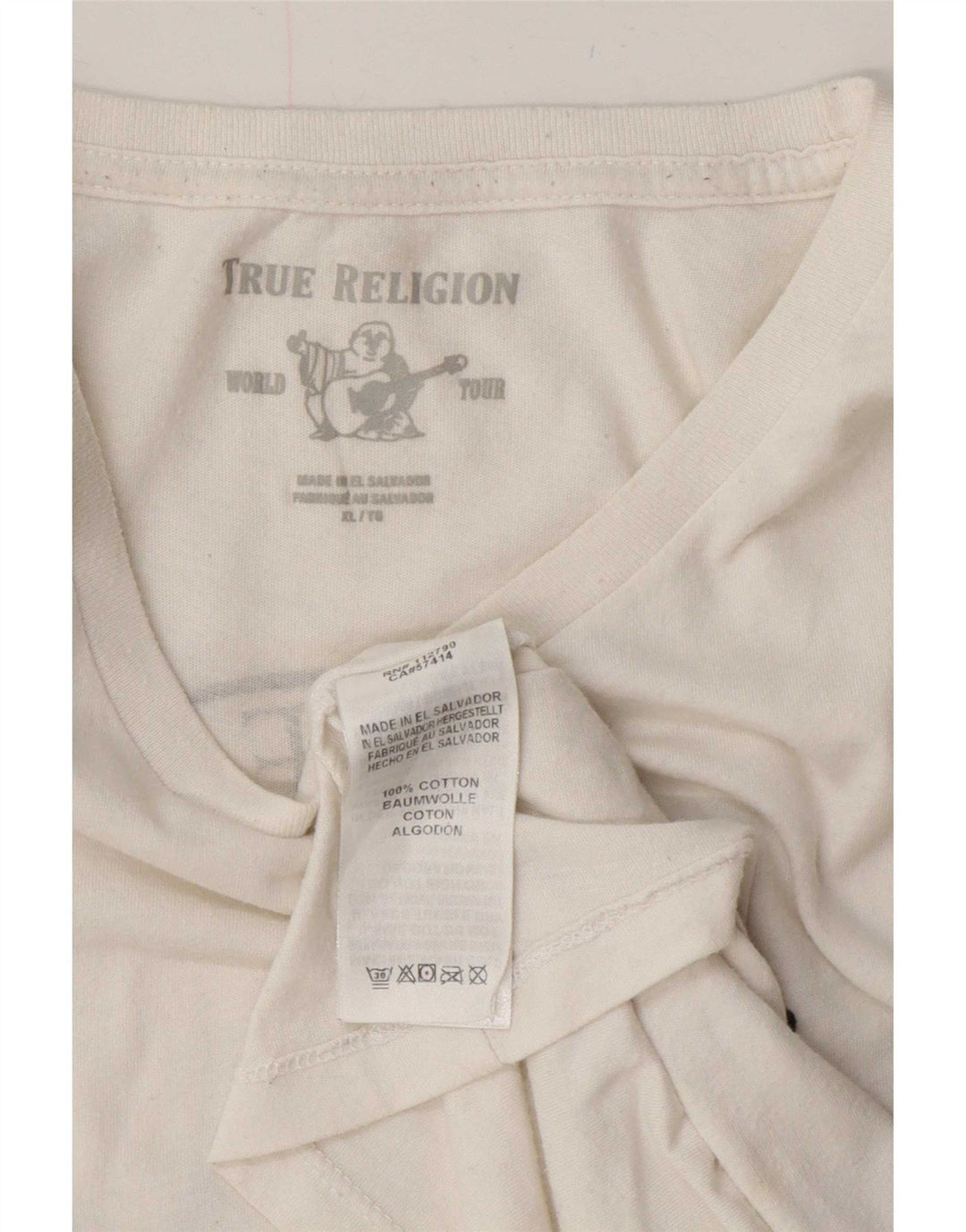 True Religion Camiseta gráfica para hombre Top XL Algodón blanco