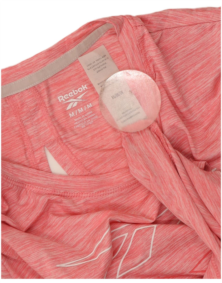 Reebok Camiseta gráfica para mujer Top UK 12 Poliéster moteado rosa medio