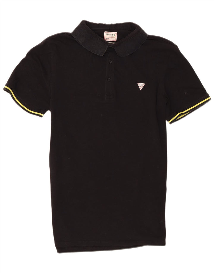 Guess Polo De Manga Corta Regular Fit Para Hombre Algodón Negro Mediano