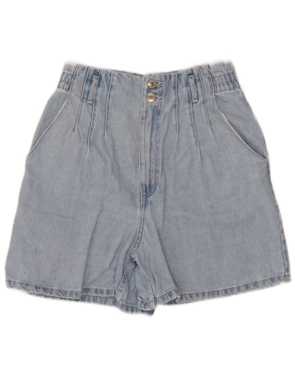 Zara Pantalones cortos de mezclilla con cintura alta para mujer EU 38 Small W28 Algodón azul
