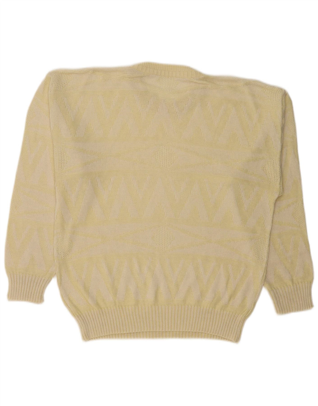 VINTAGE Mujer Crew Neck Jumper Suéter UK 18 XL Acrílico Geométrico Amarillo