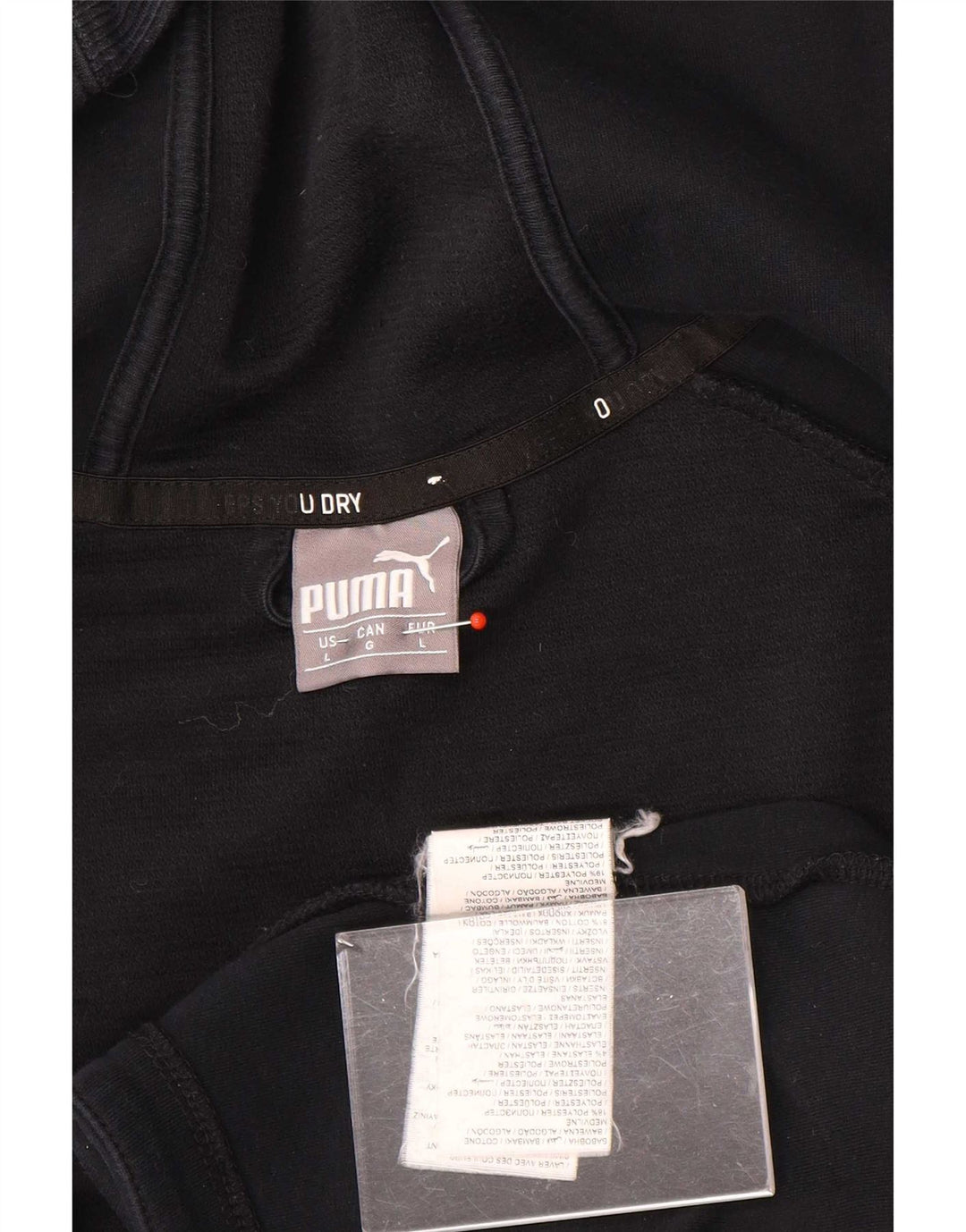 Puma Sudadera con capucha y cremallera para hombre, talla grande, poliéster negro