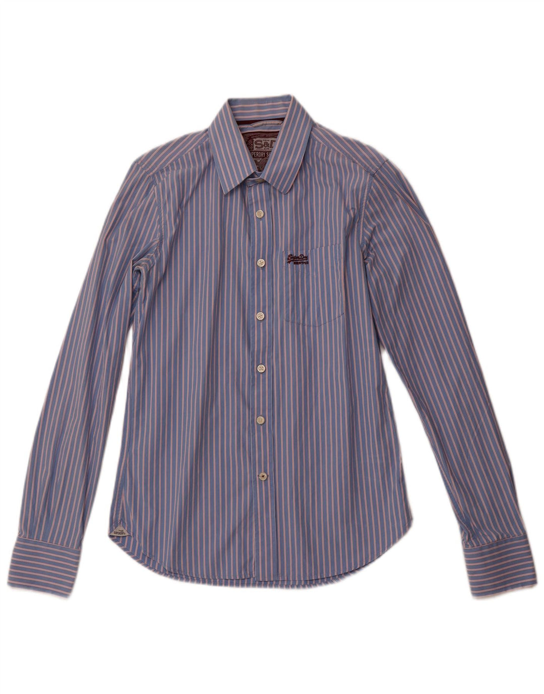Camisa Superdry Hombre De Algodón A Rayas Azul Medio