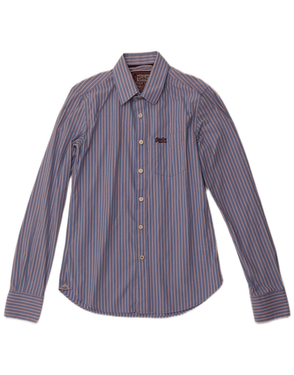 Camisa Superdry Hombre De Algodón A Rayas Azul Medio