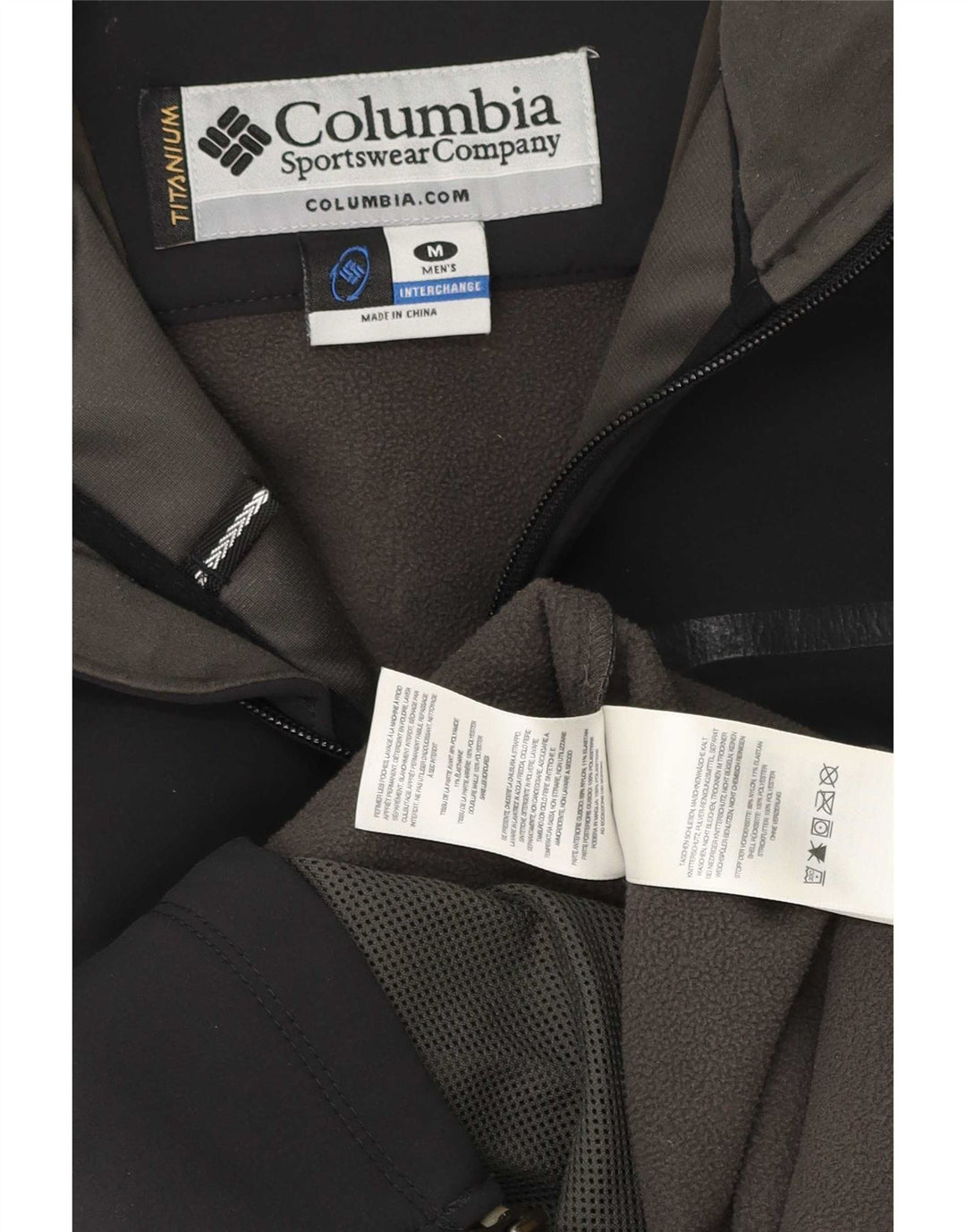Columbia Chaqueta cortavientos de titanio para hombre UK 38 Mediano Negro Poliéster