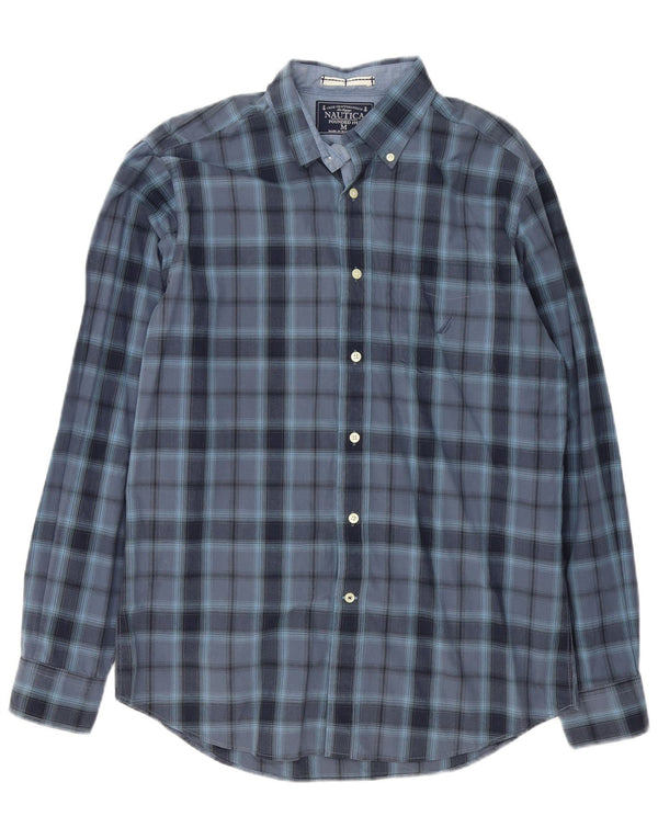 Camisa Nautica Hombre Mediana Azul Marino Cuadros Algodón