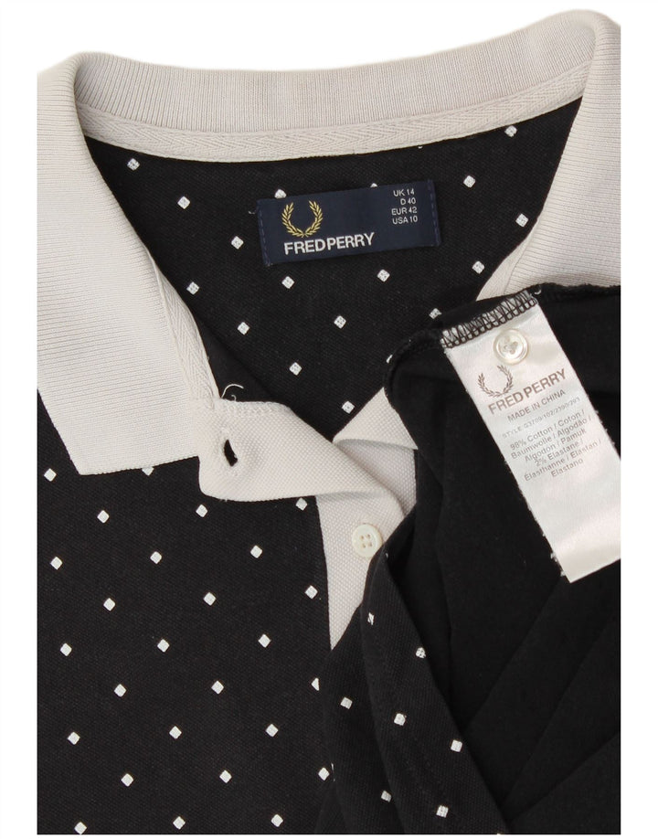 Fred Perry Polo para mujer UK 44 Grande Algodón con lunares negros