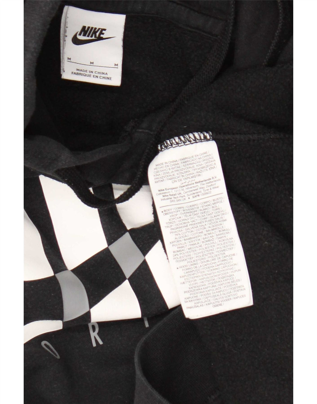 Nike Sudadera con capucha gráfica para hombre, jersey de algodón negro mediano