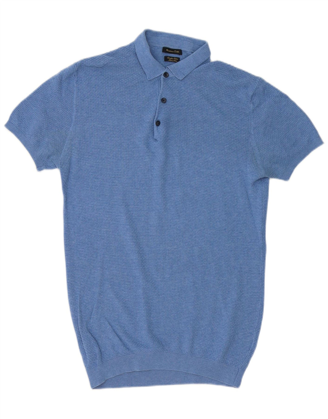 MASSIMO DUTTI Jersey De Manga Corta Con Cuello Polo Hombre Azul Medio