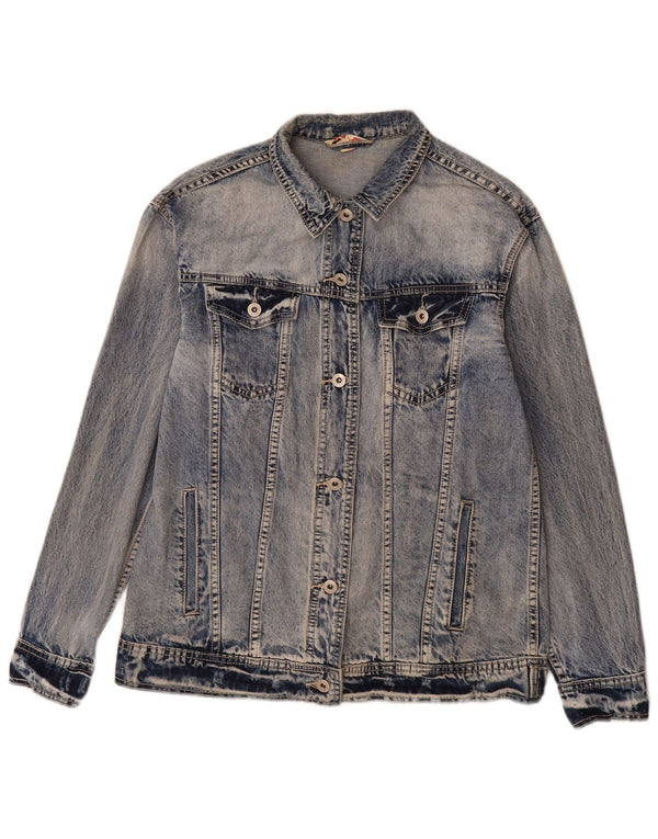 Place du Jour Chaqueta vaquera estampada para mujer EU 36 Small Azul Algodón