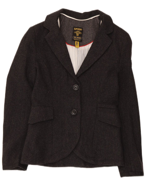 Superdry Chaqueta tipo blazer de 2 botones para mujer UK 6 XS Lana gris